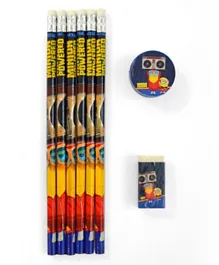 Universal Minions Pencil with Eraser & Sharpener Set - Pack of 8