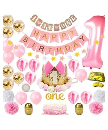 Brain Giggles Girl First Birthday Decoration Kit - 32 Pieces