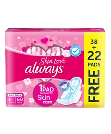 Always Skin Love Large Thick Sanitary Pads 38 + 22 Pads Free