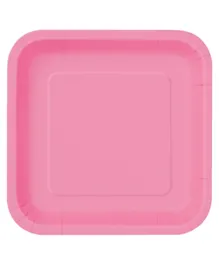Unique Hot Pink Square Plate Pack of 14 - 9 Inches