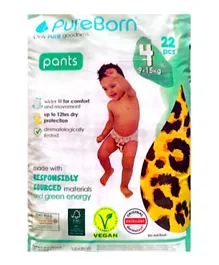 PureBorn Pull Ups Single Pack Pant Style Diapers Size 4 - 22 Pieces