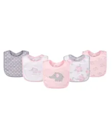 Hudson Baby Miss Dumbo Printed Cotton Drool Bibs Set - 5 Pieces