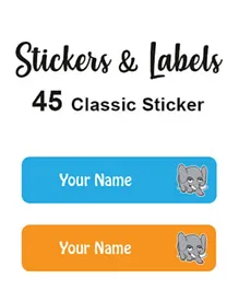 Ladybug Labels Personalised Name Labels Elephant Blue - Pack of 45