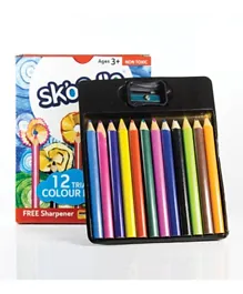 Skoodle Triangular  Mini Color Pencils With Sharpener - 13 Pieces