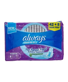 Always Clean & Dry Maxi Thick Large Sanitary Pads with Wings Pack of 50 - Large