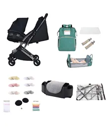 Pikkaboo Youbi German Travel Stroller with Baby Essentials - Black