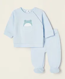 Zippy Frog Round Neck T-Shirt & Pants Set - Blue