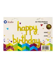 Italo HAPPY BIRTHDAY Golden Foil Phrase Balloon - 2 Pieces