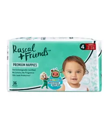 Rascal + Friends Cocomelon Edition  Premium Nappies Size 4 - 36 Pieces