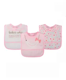 Hudson Childrenswear Hook And Loop Milk Waterproof Peva Bibs Pink - Pack Of 3