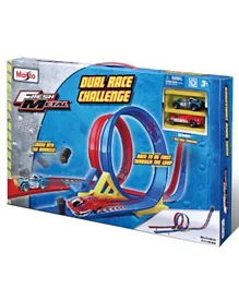 Maisto Fresh Metal Dual Race Challenge Playset with 2 Die Cast Cars - Multicolor