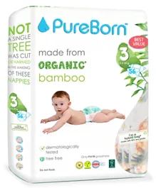 PureBorn Organic Nappy Value Pack Size 3 - 56 Pieces