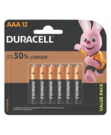 Duracell Type AAA Alkaline Batteries - Pack of 12