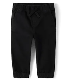 The Children's Place Solid Mid Rise Relaxed Fit Stretch Jogger Jeans - Black