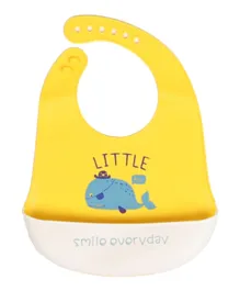 Little Angel Baby Printed Silicone Bib - White and Yellow