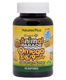 NATURES PLUS Animal Parade Omega 3/6/9 Junior Dietary Supplement - 90 Softgels