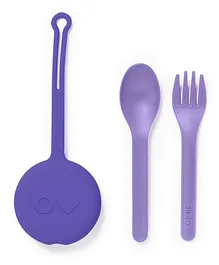 OmieBox OmiePod Kids Cutlery With Holder Set -  Purple
