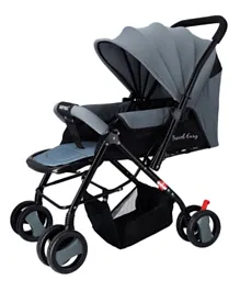 Baby Plus Pram Stroller Built-In Canopy And Basket - Grey