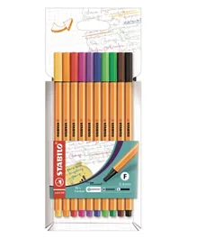 Stabilo Fineliner Point 88 Colour Pen Pack of 10 - Assorted Colours