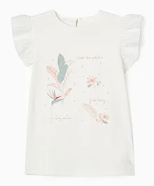 Zippy Under The Palms Frill Sleeves Top - White