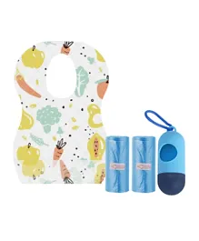 Star Babies Combo Pack Disposable Bibs 5 Pieces + Scented Bag 2 Pieces + Dispenser - Blue