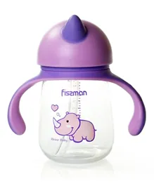 Fissman Training Cup With Spout & Straw Spill Proof Sippy With Handle Purple - 260mL
