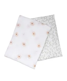 Lulujo Baby Cotton Swaddles Daisy & Greenery - Pack of 2