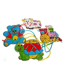 Brain Giggles Montessori Wooden Lacing Toy for Kids Multicolour