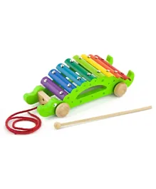 Viga Wooden Pull Along Xylophone Crocodile - Multi Color