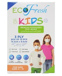 Eco Fresh 3 Ply Kids Disposable Face Masks - 10 Pieces