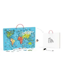 Viga Wooden Magnetic World Puzzle & Dry Erase Board