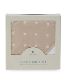 Little Unicorn Taupe Cross Cotton Hooded Towel & Wash Cloth - Pack of 2