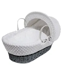 Kinder Valley Dimple Grey Wicker Moses Basket - White