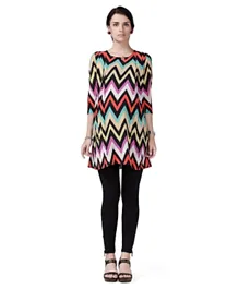 House of Napius  Maternity Tunic Top With Zig Zag Shoulder Pleats
