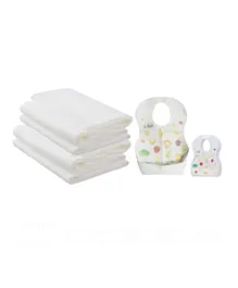 Star Babies Disposable Bibs 20 Pieces With Disposable Towel 6 Pieces - Fruits