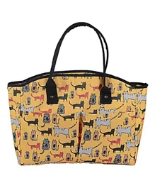 بيج ديزاين - حقيبة غداء معزولة - تصميم القطط - أصفر