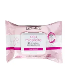 Evoluderm Micellar Water Cleansing Wipes - 25 Pieces