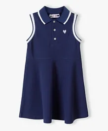 Minoti Heart Embroidered Polo Pique Vest Dress - Dark Blue