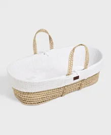 The Little Green Sheep Natural Knitted Baby Moses Basket & Mattress - White