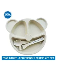 Star Babies Eco Friendly Bear Plate Set - Cream