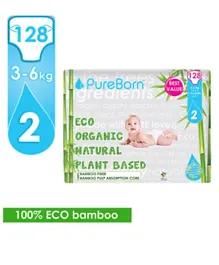 PureBorn Master Pack of 2 Size 2 - 128 Nappies Each