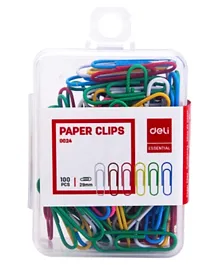 Deli Coloured Paper Clip - 100 Pieces