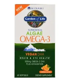 مكمل جاردن أوف لايف مينامي ألجي أوميغا3 النباتي لصحة الدماغ والعين - 60 كبسولة ناعمة