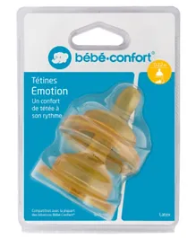 Bebeconfort Rubber  Maternity Wide-Base Teats S1 3 Speeds Pack of 2 - Yellow