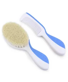 Nuvita Nuvita Brush in natural wool bristles and comb - Cool Blue