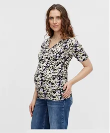 Mamalicious V Neck Floral Maternity Top - Orchid Bloom
