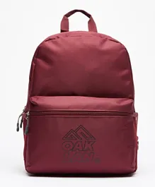 Oaklan by ShoeExpress Logo Print Backpack with Adjustable Shoulder Straps Burgundy - 15 Inch