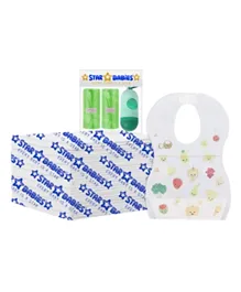 Star Babies Changing Mats 10 Pieces + Disposable Bibs 10 Pieces + Scented Bag With Dispenser 2 Pieces - Combo Pack