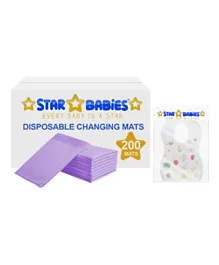 Star Babies Disposable Changing Mats + Free Disposable Bibs - Pack of 2