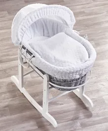 Kinder Valley White Honeycomb Wicker Moses Basket with Rocking Stand - White